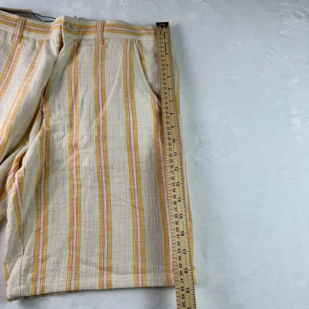 Zara Men Linen Blend Shorts Yellow Pink Old Money Resort Casual Size M NWT - Picture 5 of 11